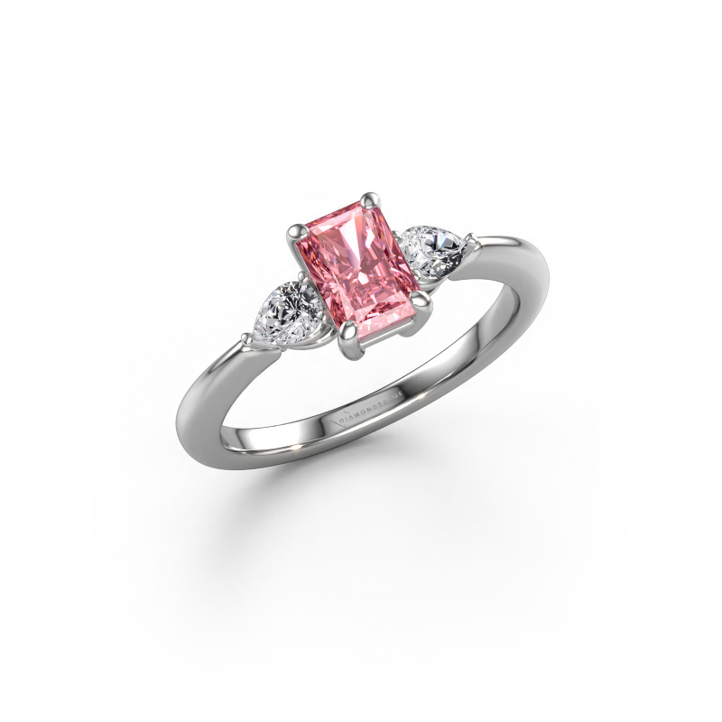 Image de Bague de fiançailles Chanou RAD 950 platine Diamant synthétique roze 6.5x4.5 mm