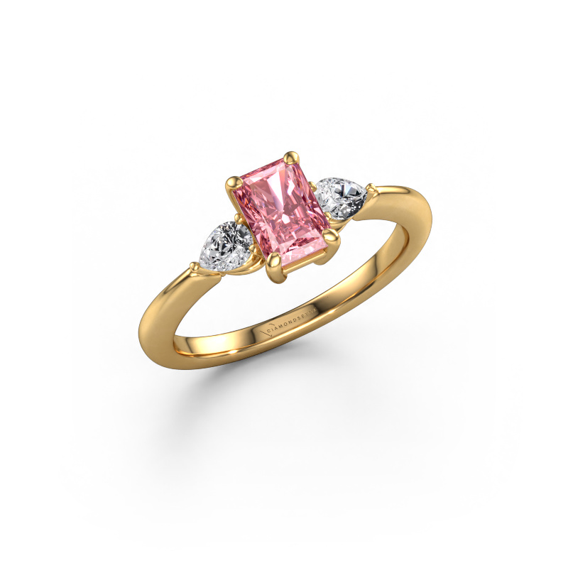 Image of Engagement ring Chanou RAD 585 gold Pink lab grown diamond 6.5x4.5 mm