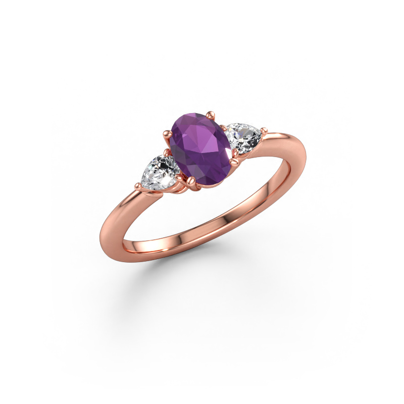 Bild av Förlovningsring Chanou OVL 585 roséguld Ametist 7x5 mm
