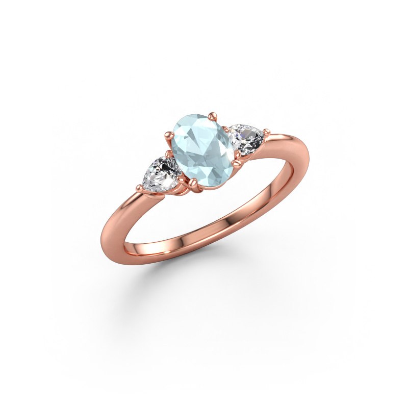 Immagine di Anello di fidanzamento Chanou OVL 585 oro rosa Acquamarina 7x5 mm