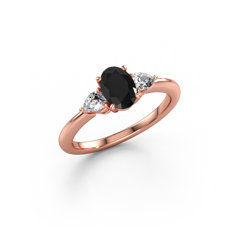 Immagine di Anello di fidanzamento Chanou OVL 585 oro rosa Diamante nero 1.47 crt