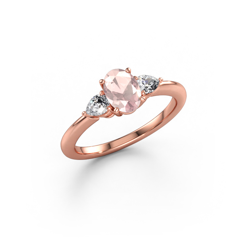 Immagine di Anello di fidanzamento Chanou OVL 585 oro rosa Morganite champagne 7x5 mm