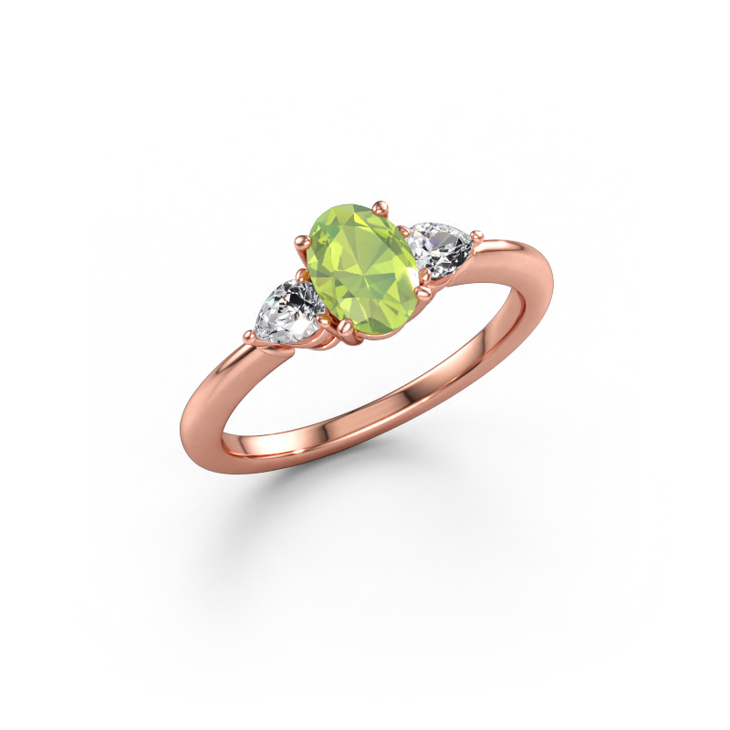 Bild av Förlovningsring Chanou OVL 585 roséguld Peridot 7x5 mm