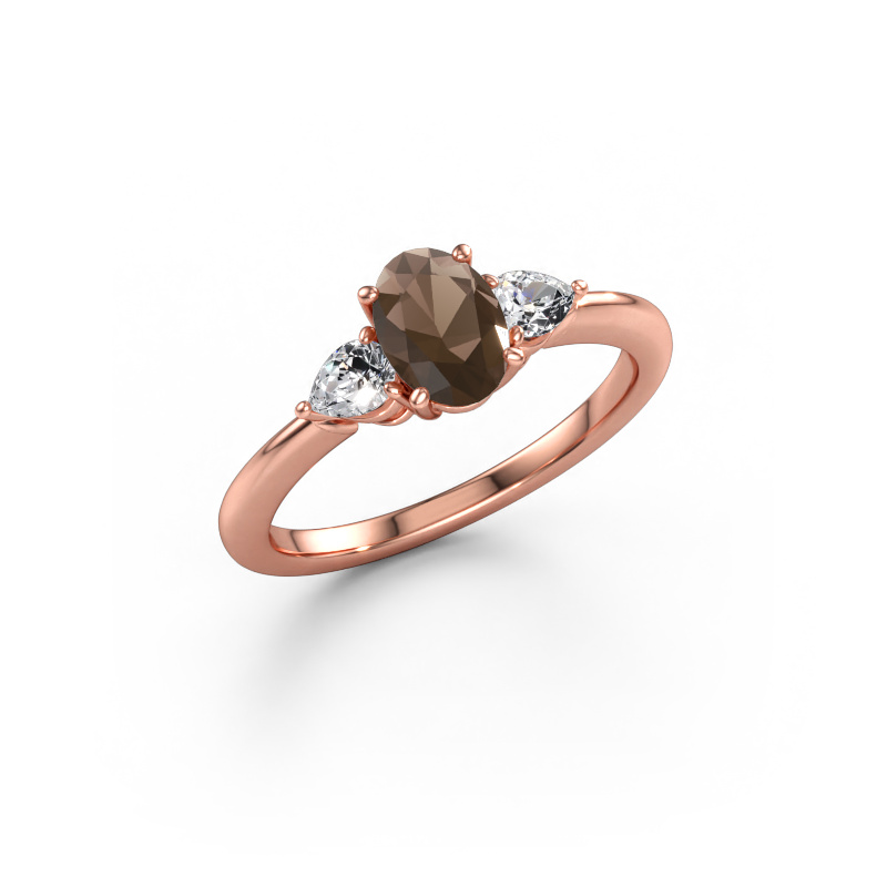 Immagine di Anello di fidanzamento Chanou OVL 585 oro rosa Quarzo fumé 7x5 mm
