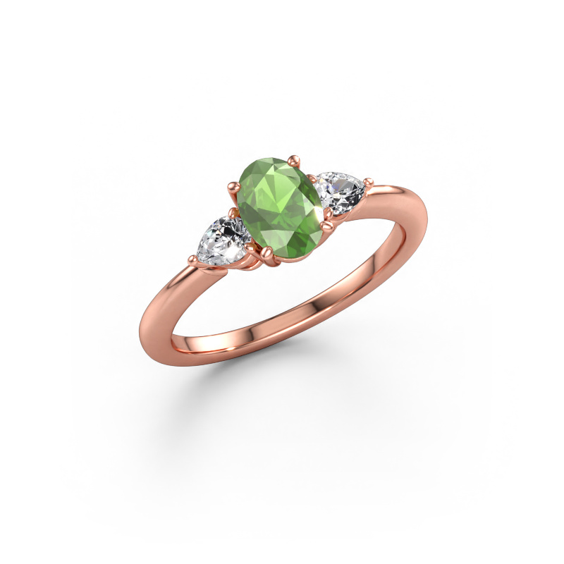 Immagine di Anello di fidanzamento Chanou OVL 585 oro rosa Tormalina verde 7x5 mm