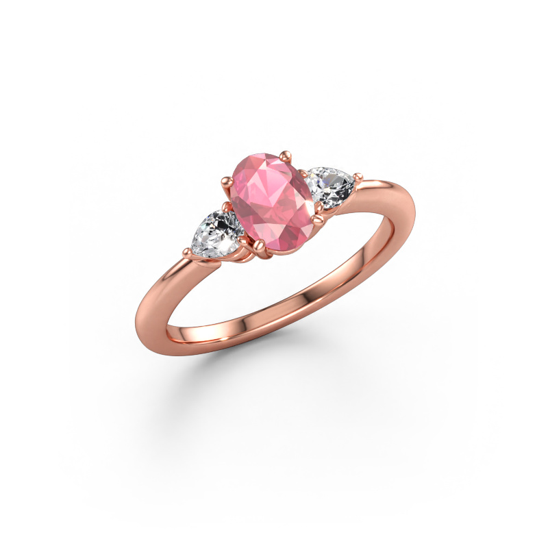 Immagine di Anello di fidanzamento Chanou OVL 585 oro rosa Tormalina rosa 7x5 mm