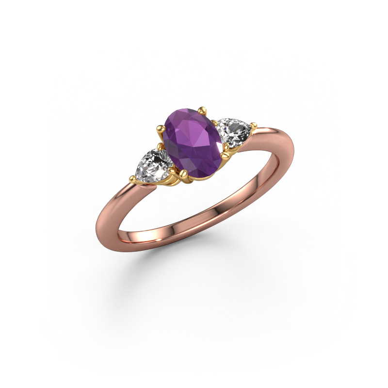 Bild von Verlobungsring Chanou OVL 585 Roségold Amethyst 7x5 mm
