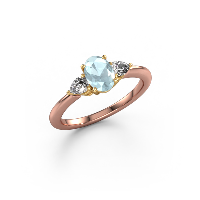 Bild von Verlobungsring Chanou OVL 585 Roségold Aquamarin 7x5 mm