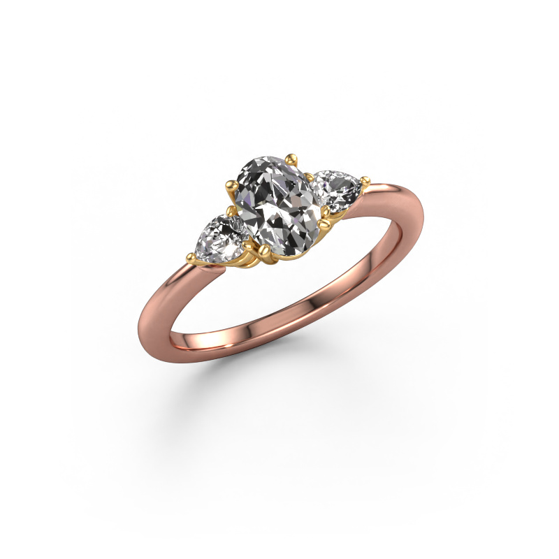 Image of Engagement ring Chanou OVL 585 rose gold Lab grown diamond 1.120 crt