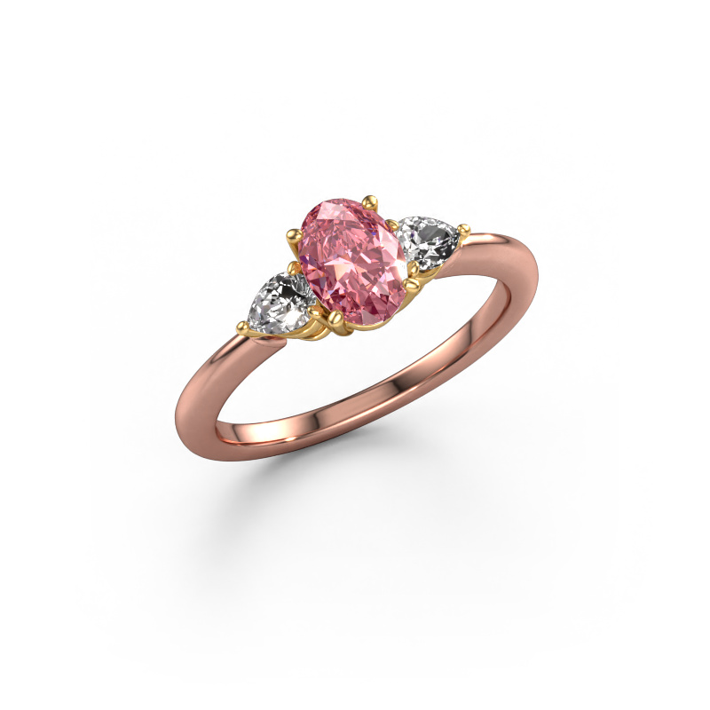 Bild von Verlobungsring Chanou OVL 585 Roségold Rosa Labordiamant 7x5 mm