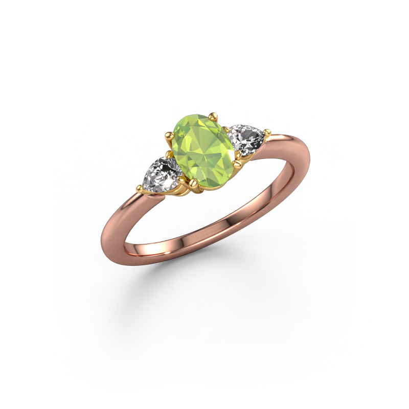 Bild von Verlobungsring Chanou OVL 585 Roségold Peridot 7x5 mm
