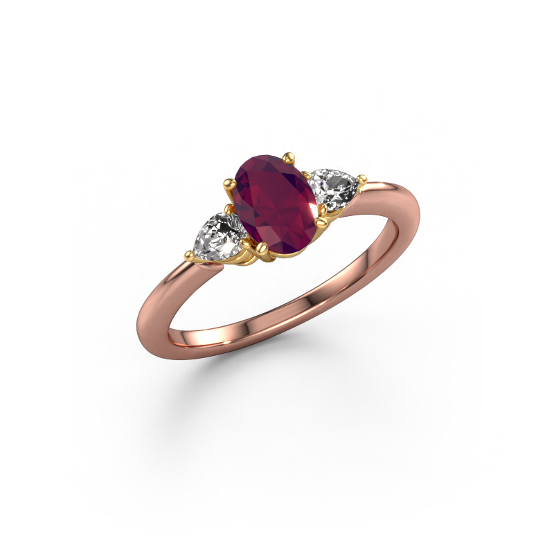 Bild von Verlobungsring Chanou OVL 585 Roségold Rhodolit 7x5 mm