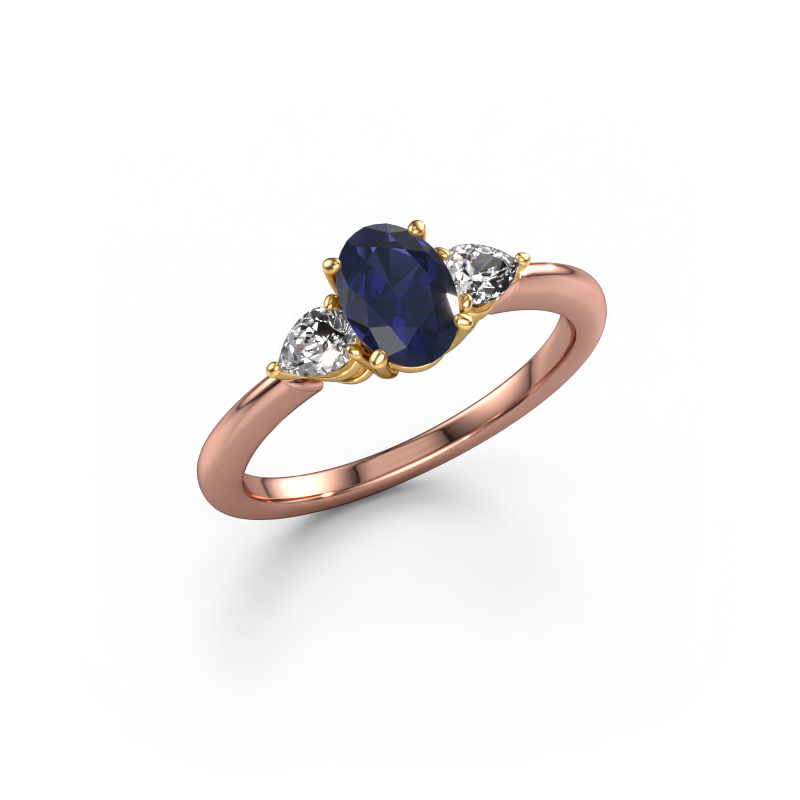 Image of Engagement ring Chanou OVL 585 rose gold Sapphire 7x5 mm