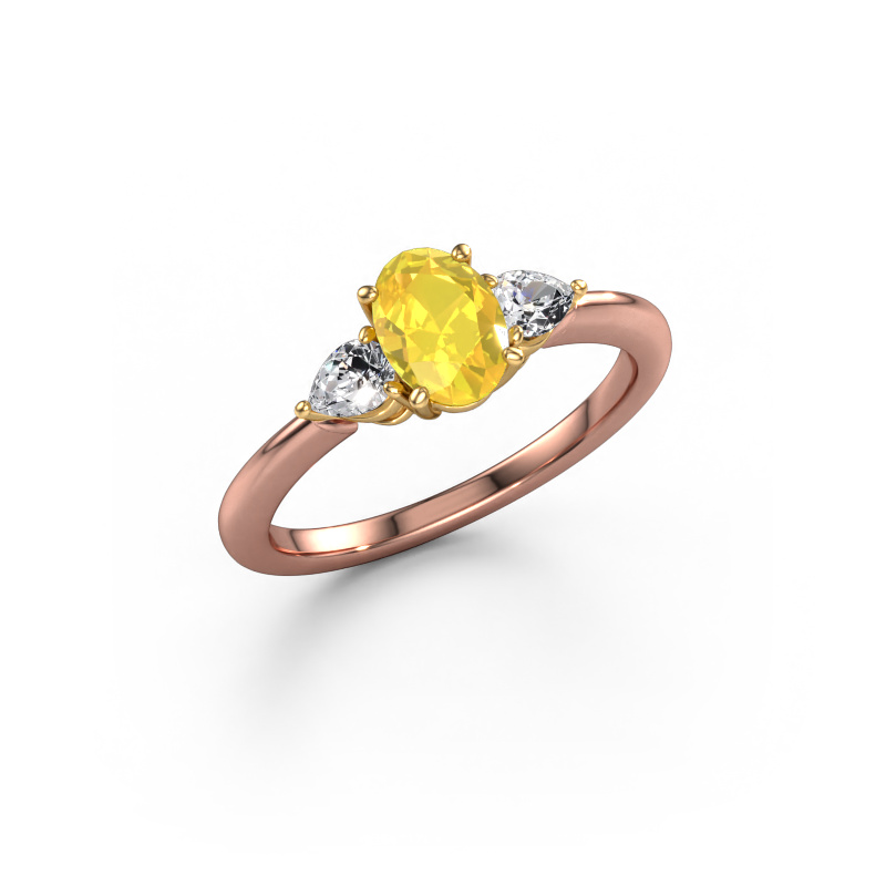 Bild von Verlobungsring Chanou OVL 585 Roségold Gelb Saphir 7x5 mm