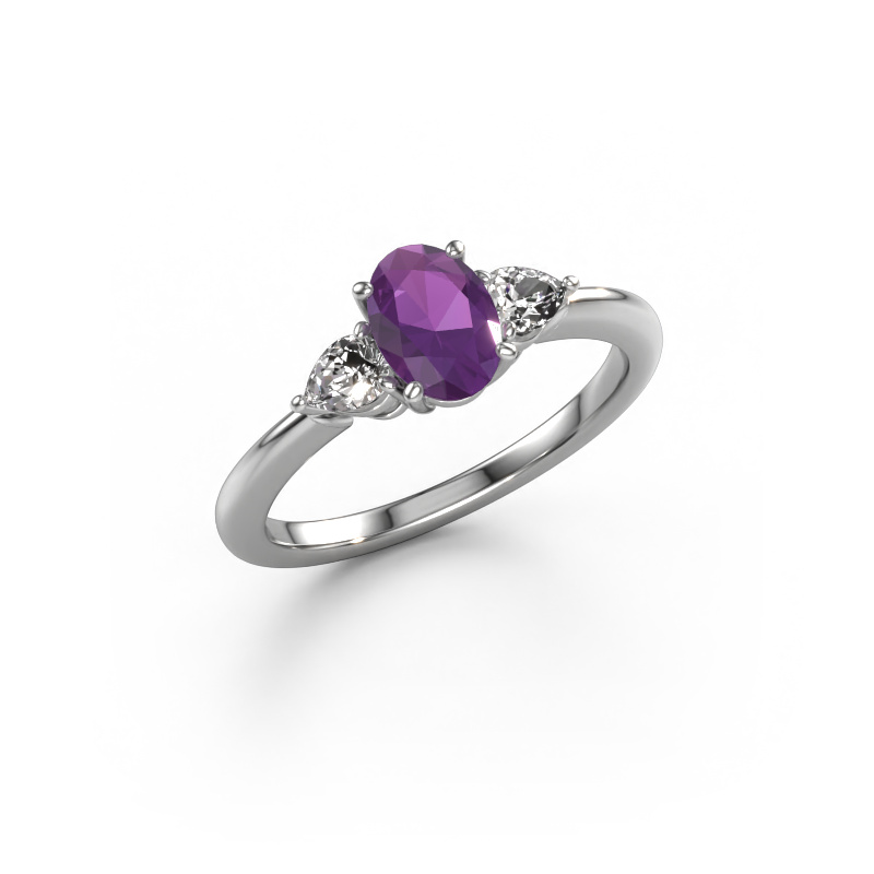 Image of Engagement ring Chanou OVL 950 platinum Amethyst 7x5 mm