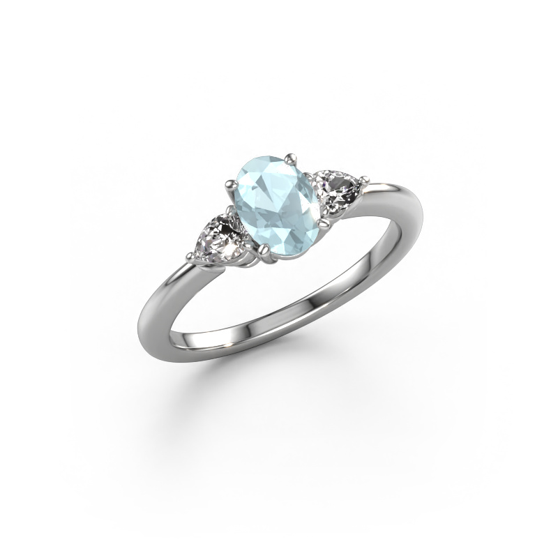 Image of Engagement ring Chanou OVL 950 platinum Aquamarine 7x5 mm