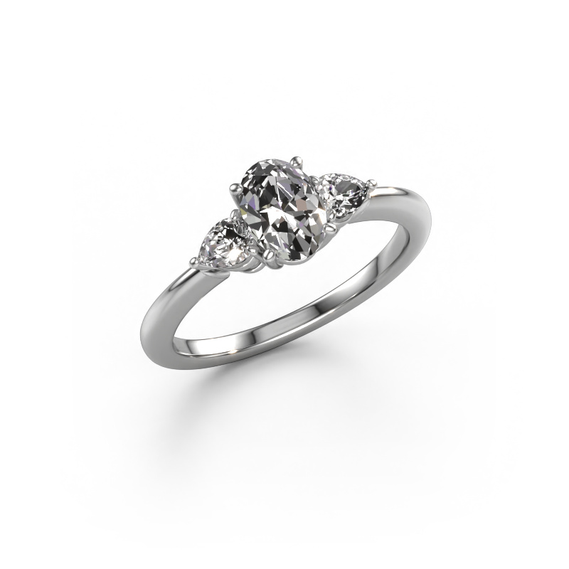 Image of Engagement ring Chanou OVL 950 platinum Zirconia 7x5 mm