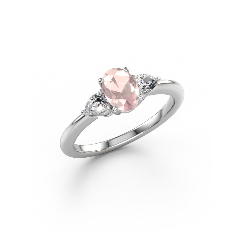 Immagine di Anello di fidanzamento Chanou OVL 585 oro bianco Morganite champagne 7x5 mm