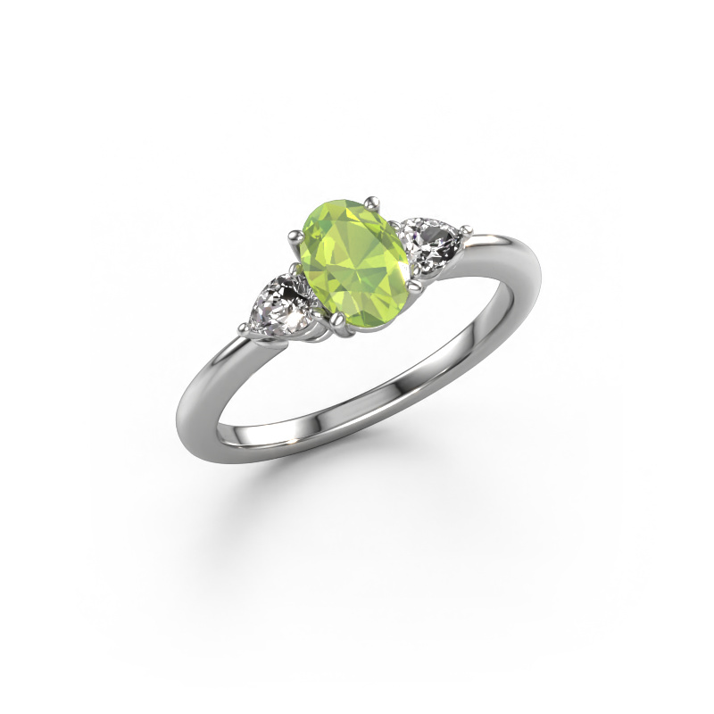 Image of Engagement ring Chanou OVL 950 platinum Peridot 7x5 mm