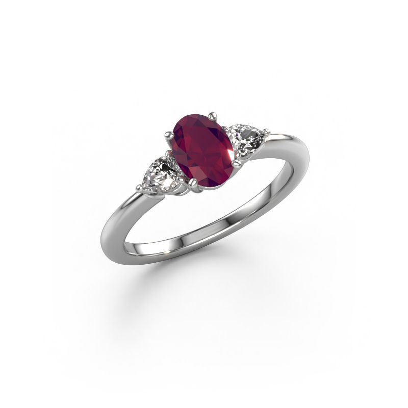 Bild von Verlobungsring Chanou OVL 950 Platin Rhodolit 7x5 mm