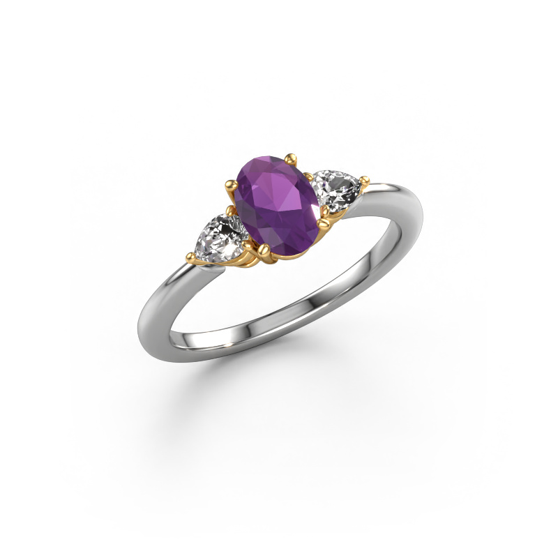 Image of Engagement ring Chanou OVL 585 white gold Amethyst 7x5 mm
