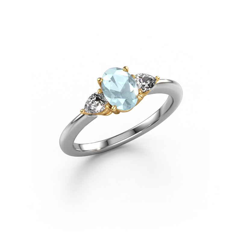 Image of Engagement ring Chanou OVL 585 white gold Aquamarine 7x5 mm