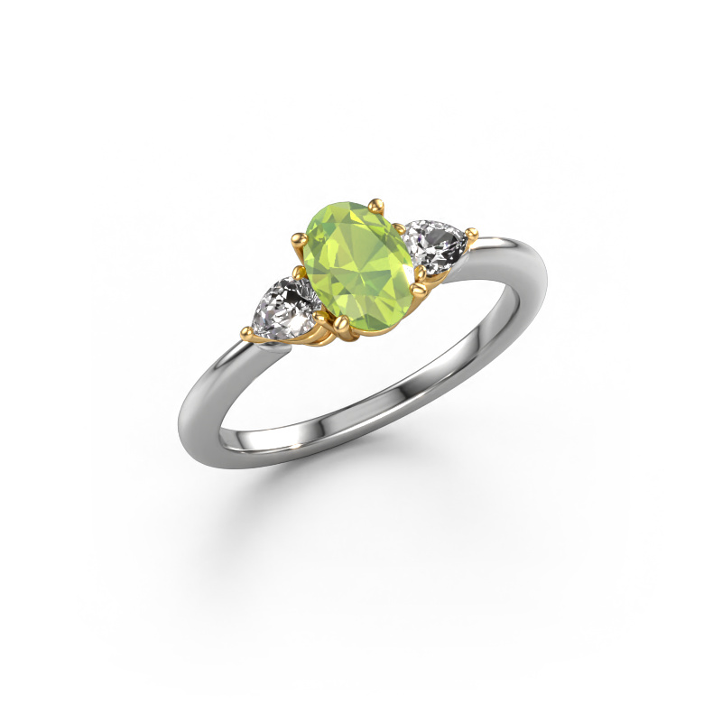 Image of Engagement ring Chanou OVL 585 white gold Peridot 7x5 mm