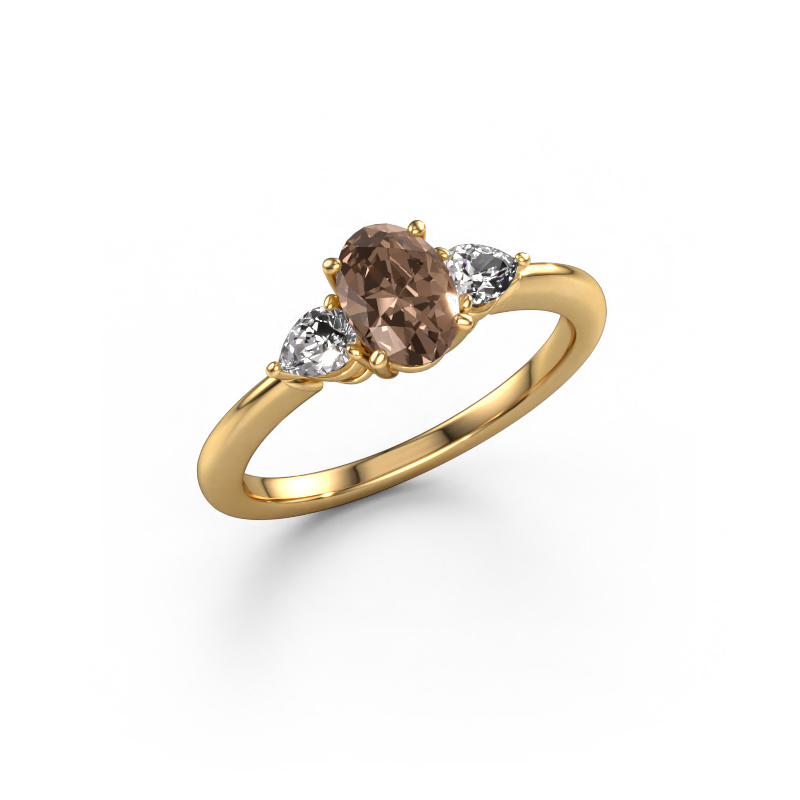 Image of Engagement ring Chanou OVL 585 gold Brown diamond 1.120 crt