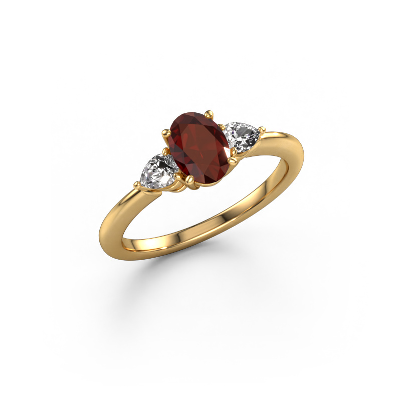 Image of Engagement ring Chanou OVL 585 gold Garnet 7x5 mm