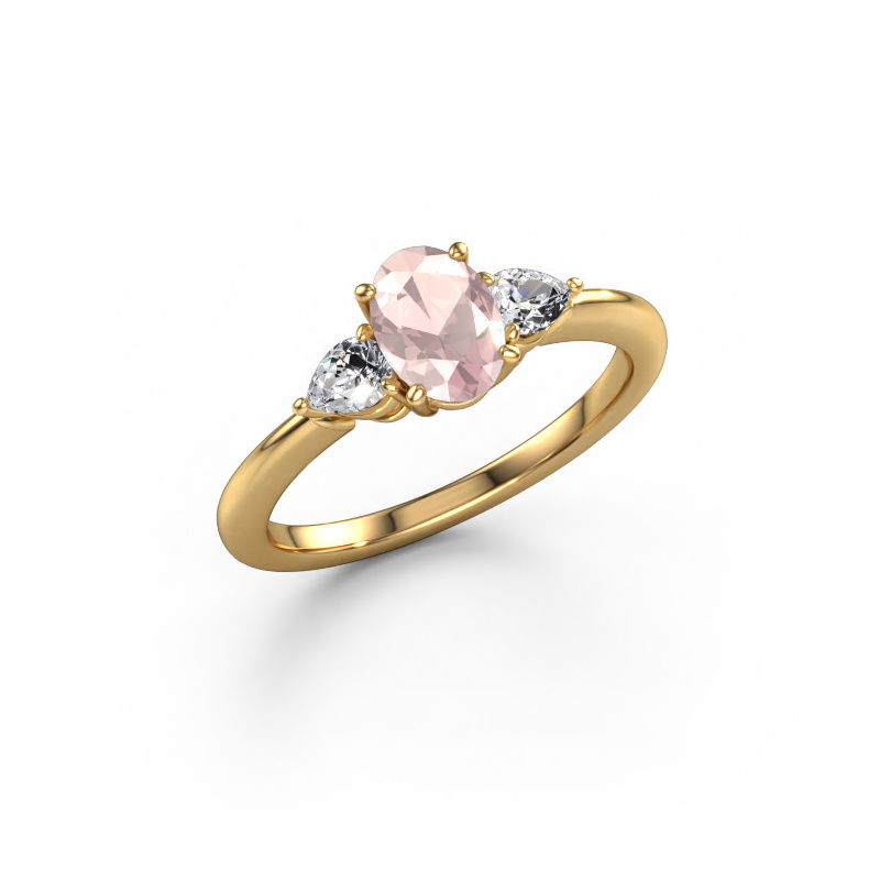 Image of Engagement ring Chanou OVL 585 gold Morganite champagne 7x5 mm