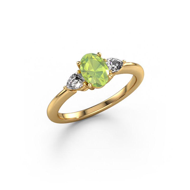 Image of Engagement ring Chanou OVL 585 gold Peridot 7x5 mm