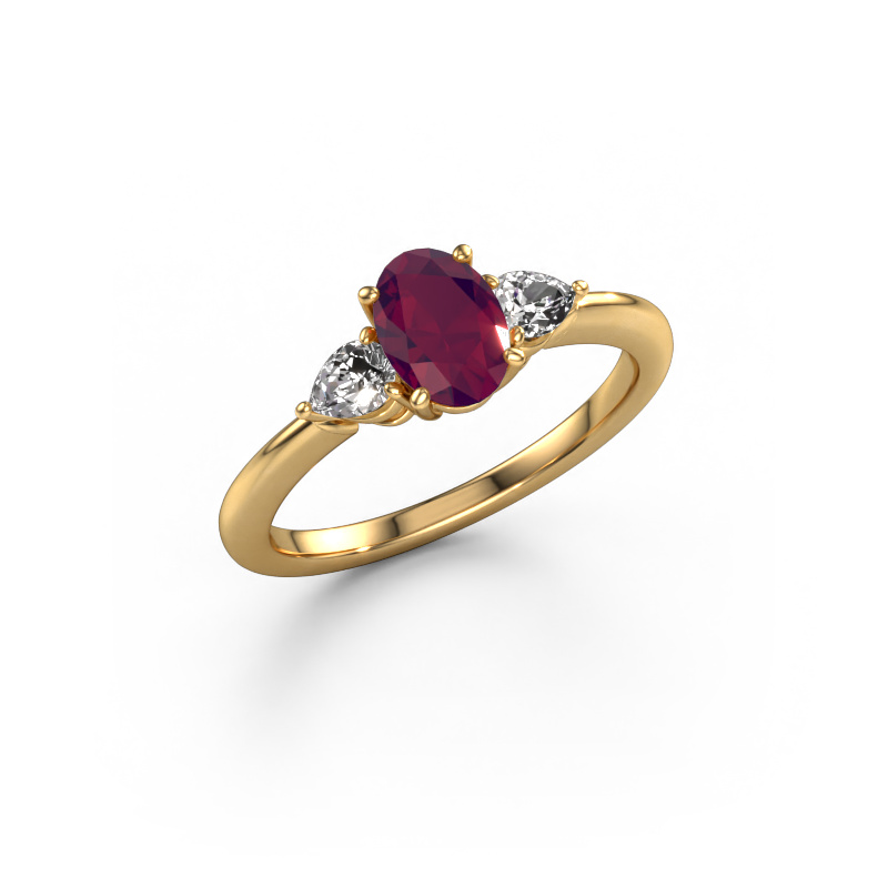 Image de Bague de fiançailles Chanou OVL 585 or jaune Rhodolite 7x5 mm