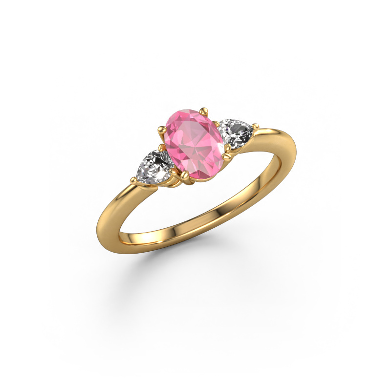 Image de Bague de fiançailles Chanou OVL 585 or jaune Saphir rose 7x5 mm