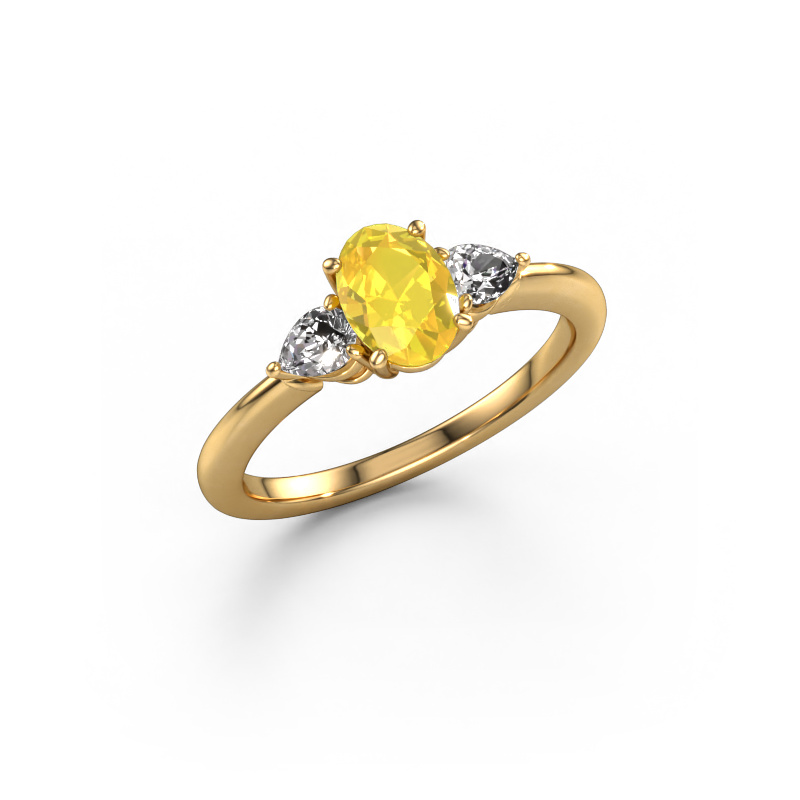 Bild von Verlobungsring Chanou OVL 585 Gold Gelb Saphir 7x5 mm
