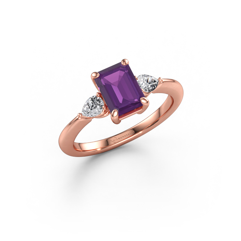 Immagine di Anello di fidanzamento Chanou EME 585 oro rosa Ametista 7.5x5.5 mm