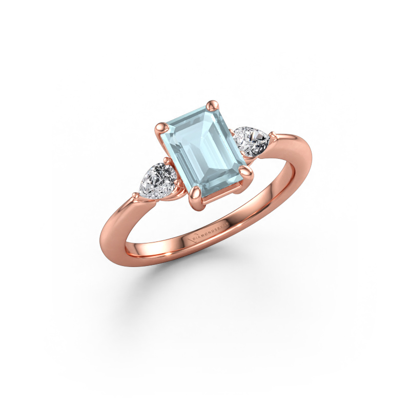 Immagine di Anello di fidanzamento Chanou EME 585 oro rosa Acquamarina 7.5x5.5 mm