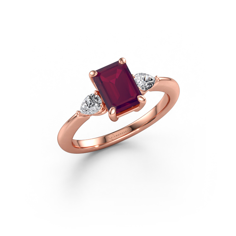 Immagine di Anello di fidanzamento Chanou EME 585 oro rosa Rodolite 7.5x5.5 mm