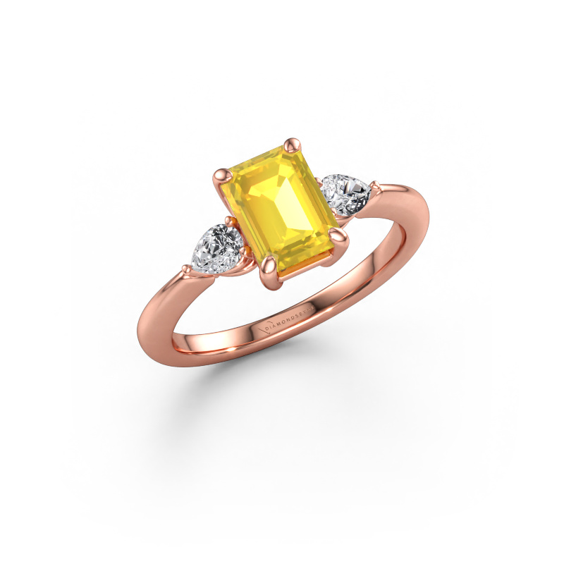 Immagine di Anello di fidanzamento Chanou EME 585 oro rosa Zaffiro giallo 7.5x5.5 mm