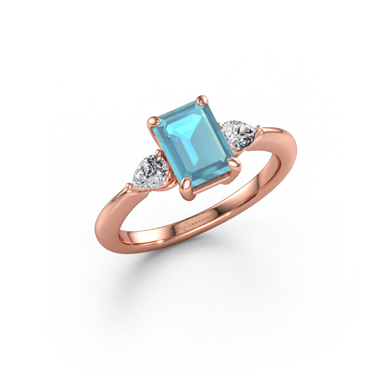Bild av Förlovningsring Chanou EME 585 roséguld Blå topas 7.5x5.5 mm