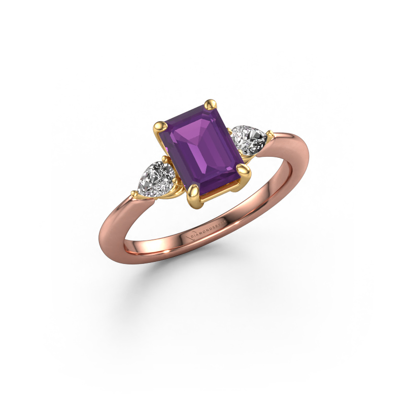 Image of Engagement ring Chanou EME 585 rose gold Amethyst 7.5x5.5 mm