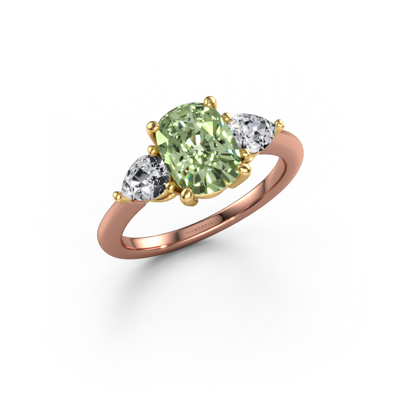 Image of Engagement ring Chanou CSH 585 rose gold Green lab grown diamond 8.7x6.6 mm