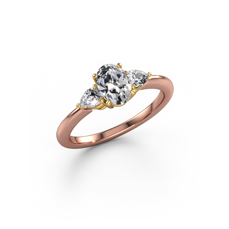 Image of Engagement ring Chanou OVL 585 rose gold Lab-grown diamond 1.22 crt