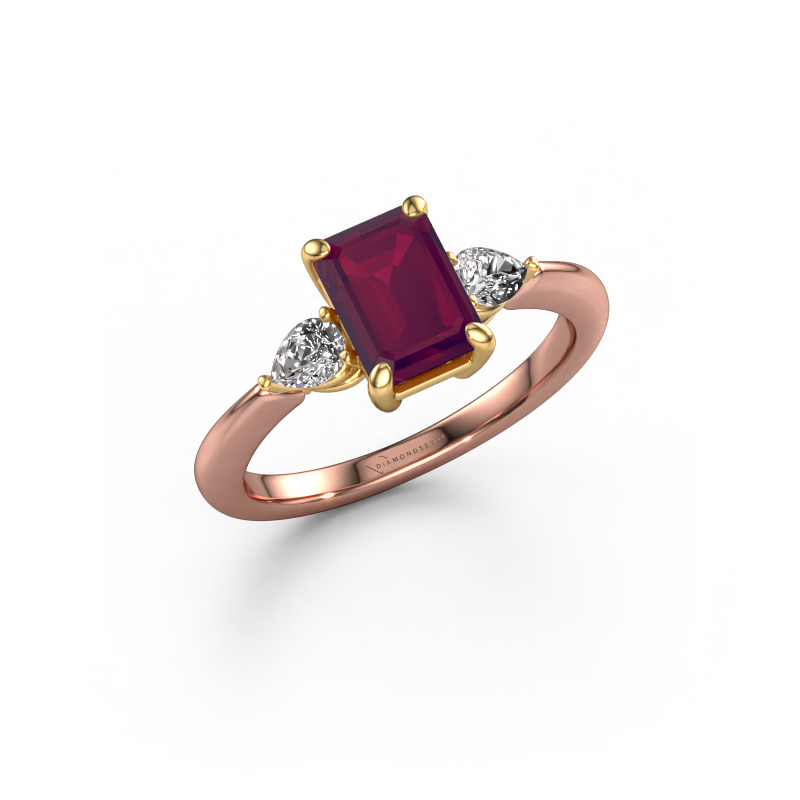 Image of Engagement ring Chanou EME 585 rose gold Rhodolite 7.5x5.5 mm