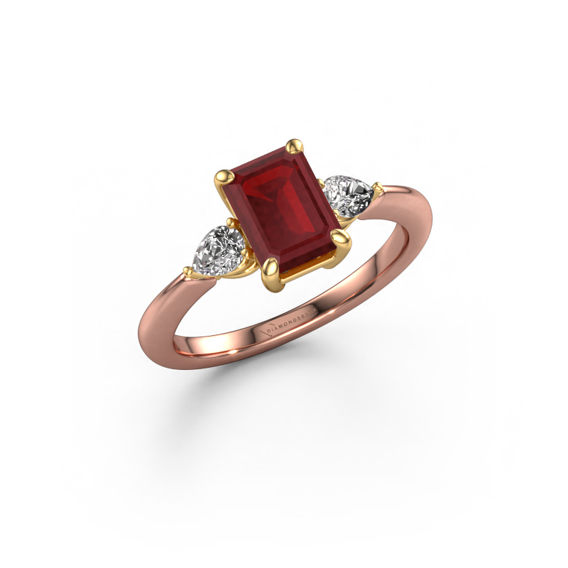 Image de Bague de fiançailles Chanou EME 585 or rose Rubis 7.5x5.5 mm