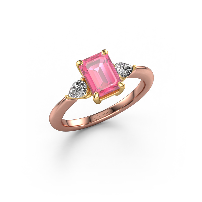Image de Bague de fiançailles Chanou EME 585 or rose Saphir rose 7.5x5.5 mm