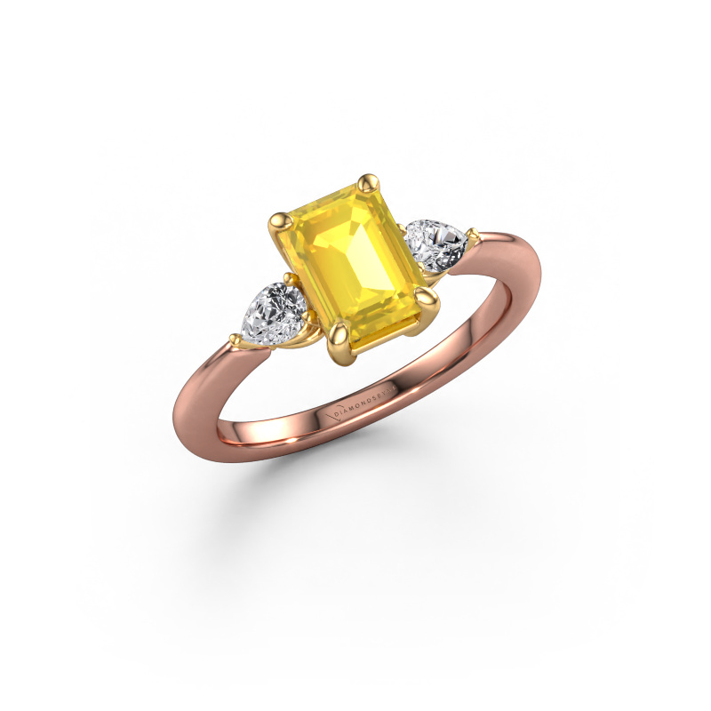Bild von Verlobungsring Chanou EME 585 Roségold Gelb Saphir 7.5x5.5 mm