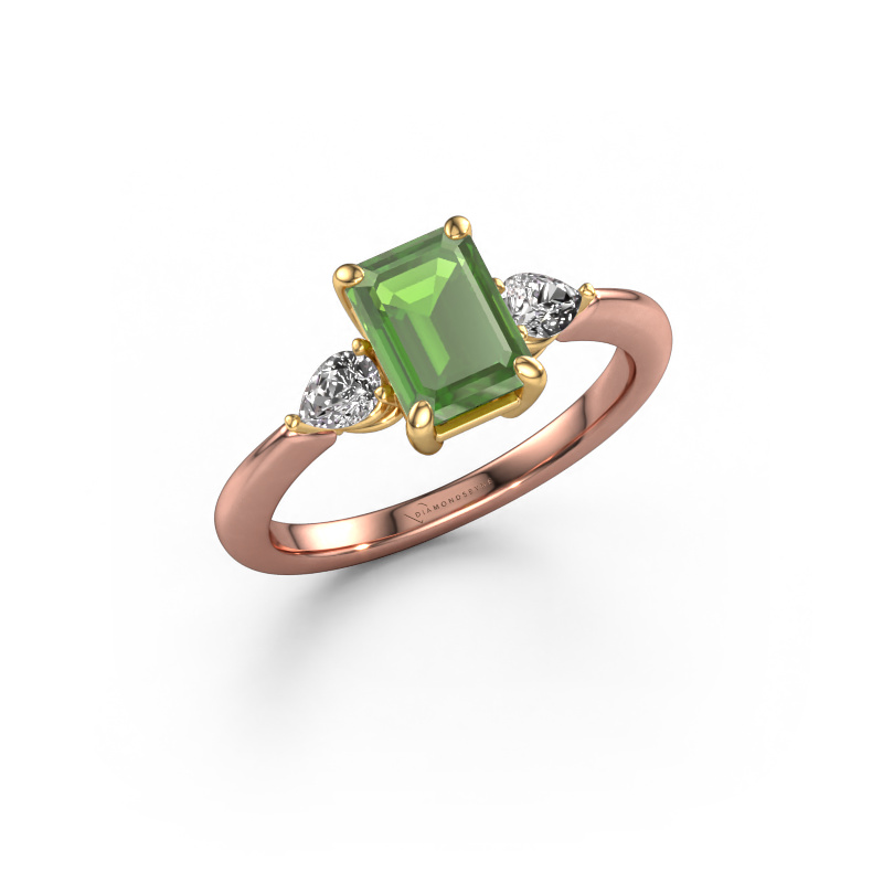 Image of Engagement ring Chanou EME 585 rose gold Tourmaline green 7.5x5.5 mm