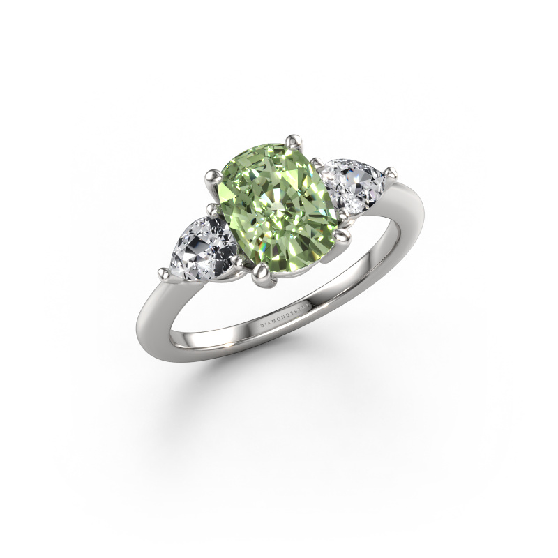 Image of Engagement ring Chanou CSH 950 platinum Green lab grown diamond 8.7x6.6 mm