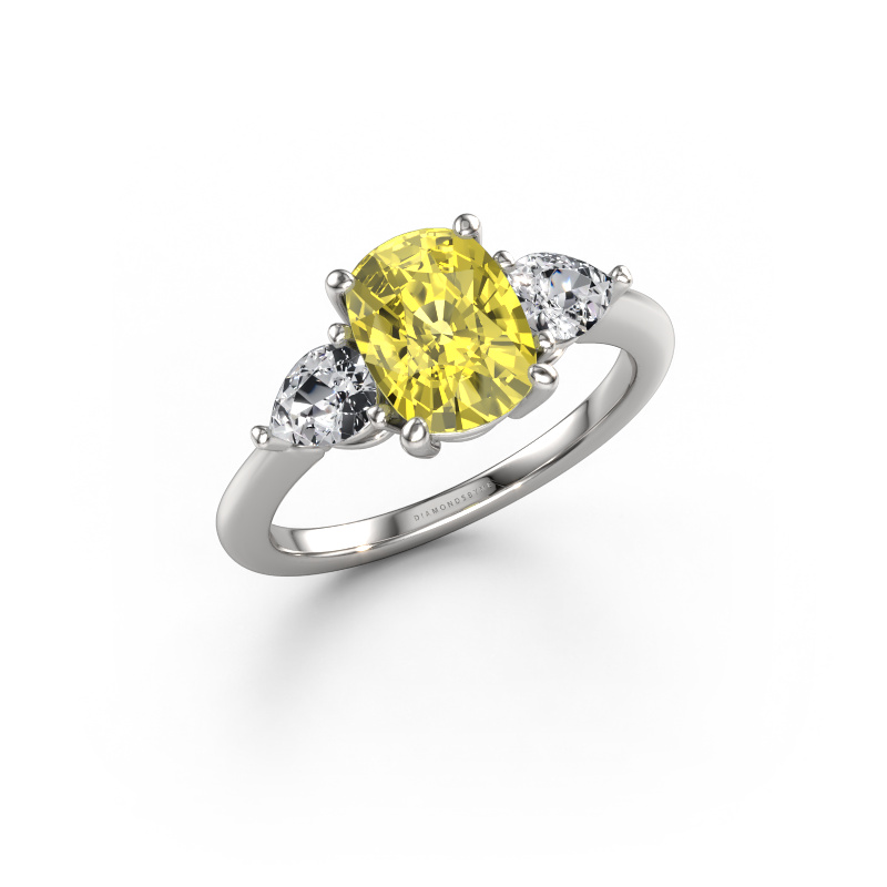 Image of Engagement ring Chanou CSH 950 platinum Yellow lab grown diamond 8.7x6.6 mm
