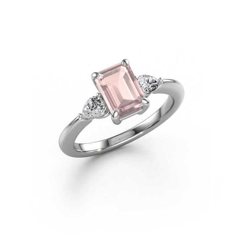 Image of Engagement ring Chanou EME 950 platinum Morganite champagne 7.5x5.5 mm